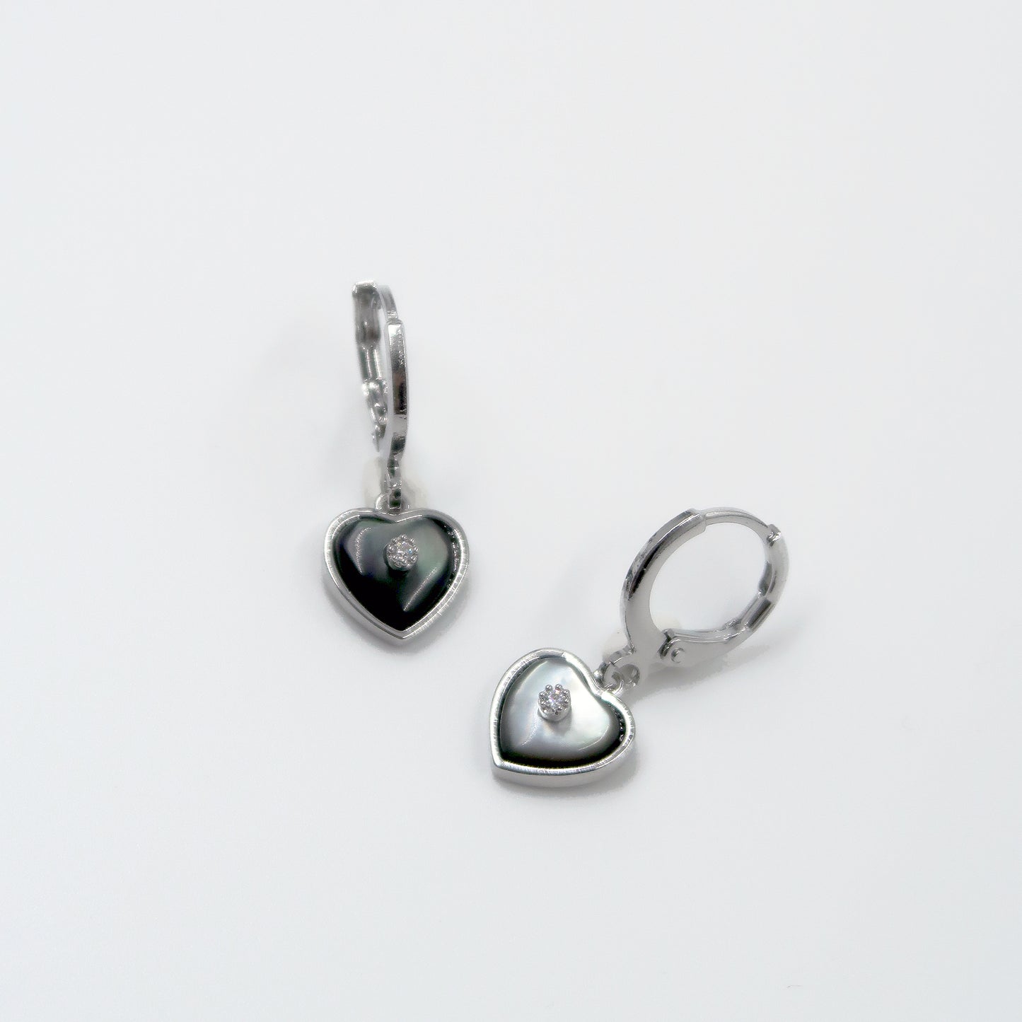 Silver Annabel Dark Heart Huggies