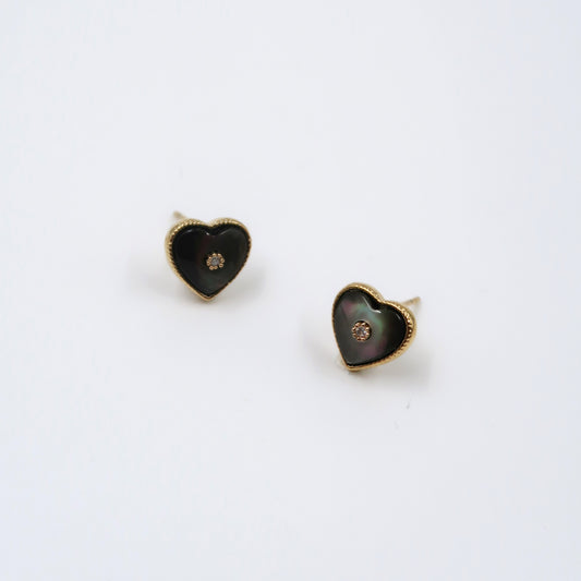 Gold Annabel Dark Heart Studs