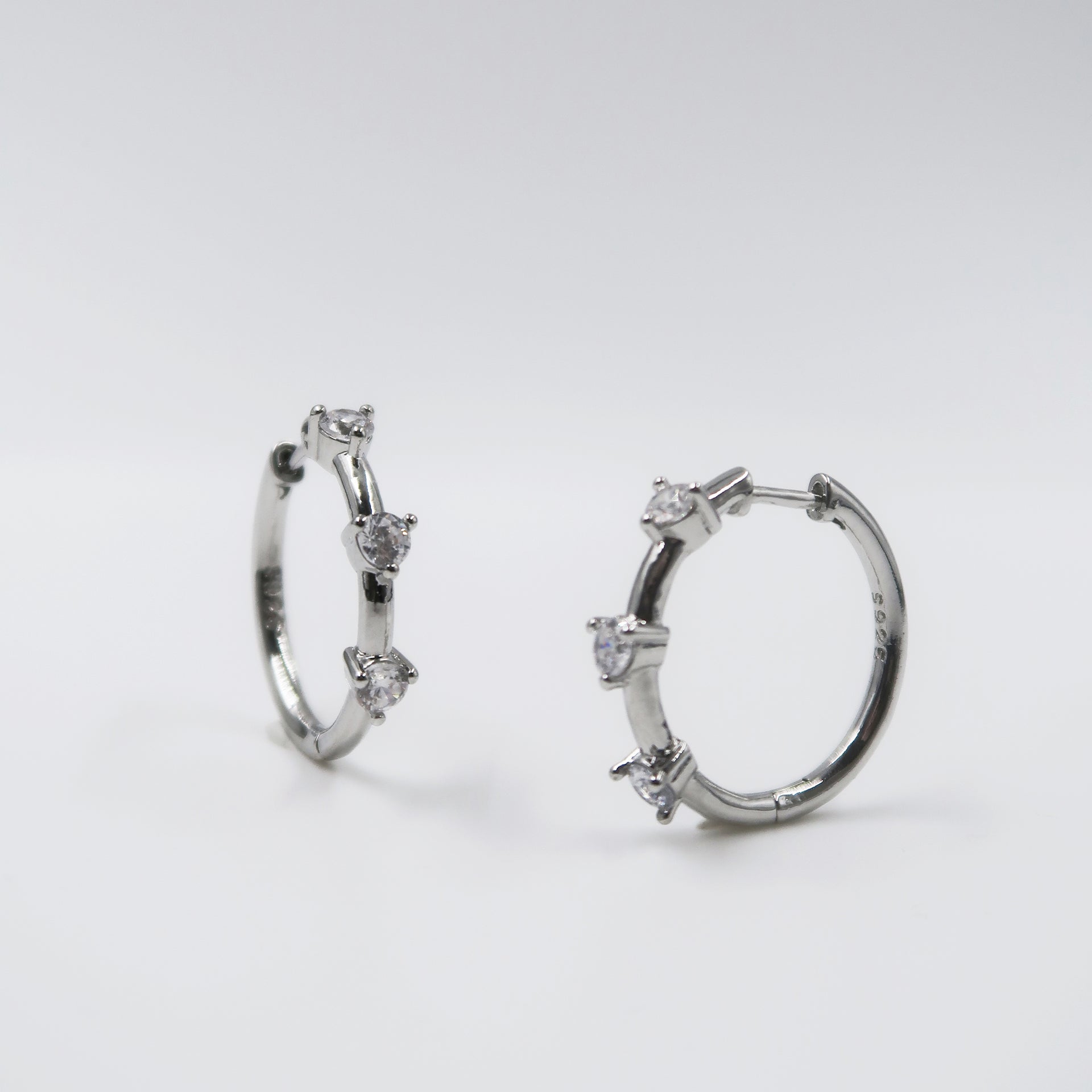 Silverspeck Sterling Silver Round Hoop Earrings - 15mm, Diamond-Cut, Set Of 3