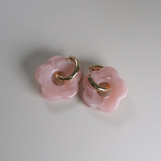 Valentine Pink Fleur Hoops (2-way)